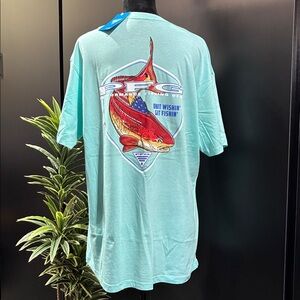 Columbia PFG Performance Fishing Gear,crew, logo back QUIT WISHIN’ GET 
FISHIN’